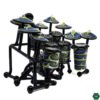 AJ Roberts Drum Set | Handcrafted Heady Glass Rig with Stunning Wig-Wag Design and 2-Hole Percolator

