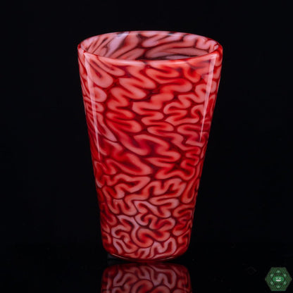 Algae Glass Pint Glass – Red Brain Tech 2 | Handmade Art Glass Pint Glass with Unique Design for Collectors

