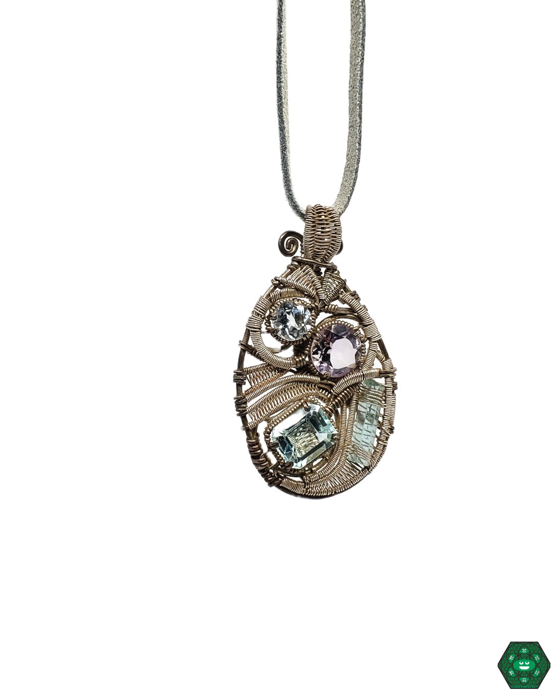 AM Glass - Gem Stone Wire Wrap Pendant - AM Glass - HG