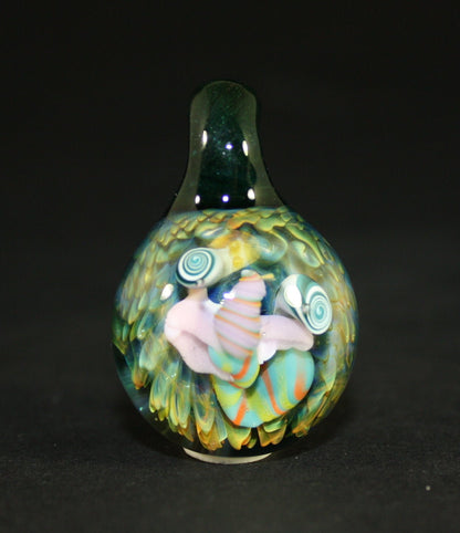 Amber Cottrill Clown Pendant #4 | Unique Handcrafted Glass Art Pendant for Collectors and Art Enthusiasts

