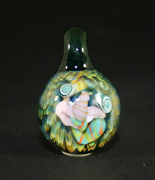 Amber Cottrill Clown Pendant #4 | Unique Handcrafted Glass Art Pendant for Collectors and Art Enthusiasts

