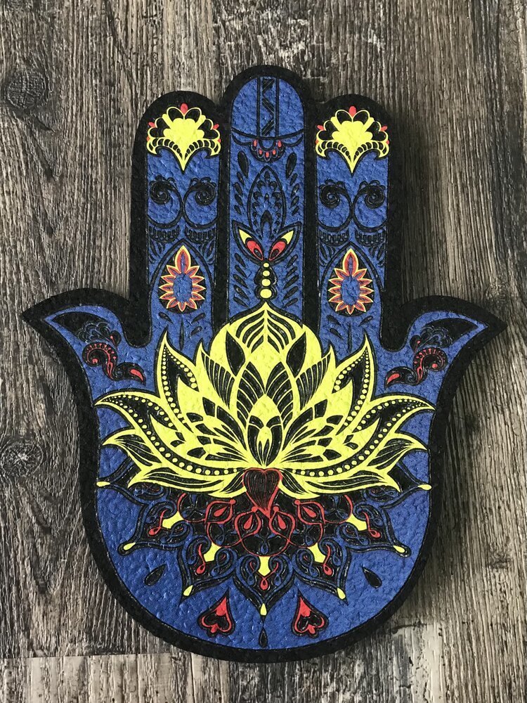 Artistic Dab Mat: Add a cultural touch to your dabbing setup with the East Coasters Hamsa mat, a beautifully designed and functional accessory.
