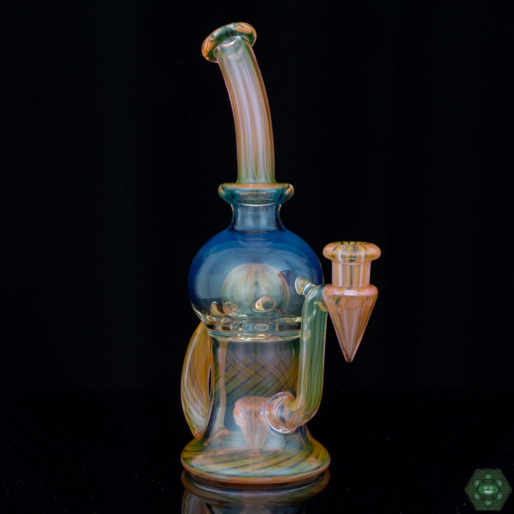 Artistic Glass Bubbler #1: The Hustle Bub #1 is a work of art, combining functionality with intricate design and fumed glass techniques.