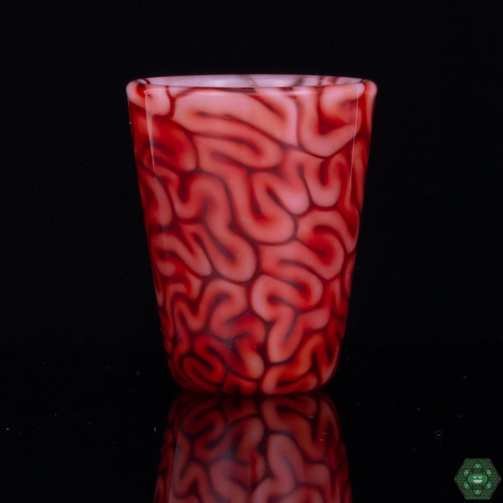 Algae Glass - Shot GArtistic Glassware Shot Glass: The Red Brain Tech Shot Glass is a functional piece of art, perfect for collectors and those who appreciate unique and handcrafted glassware.lass (Red Brain Tech) - @Algae._ - HG