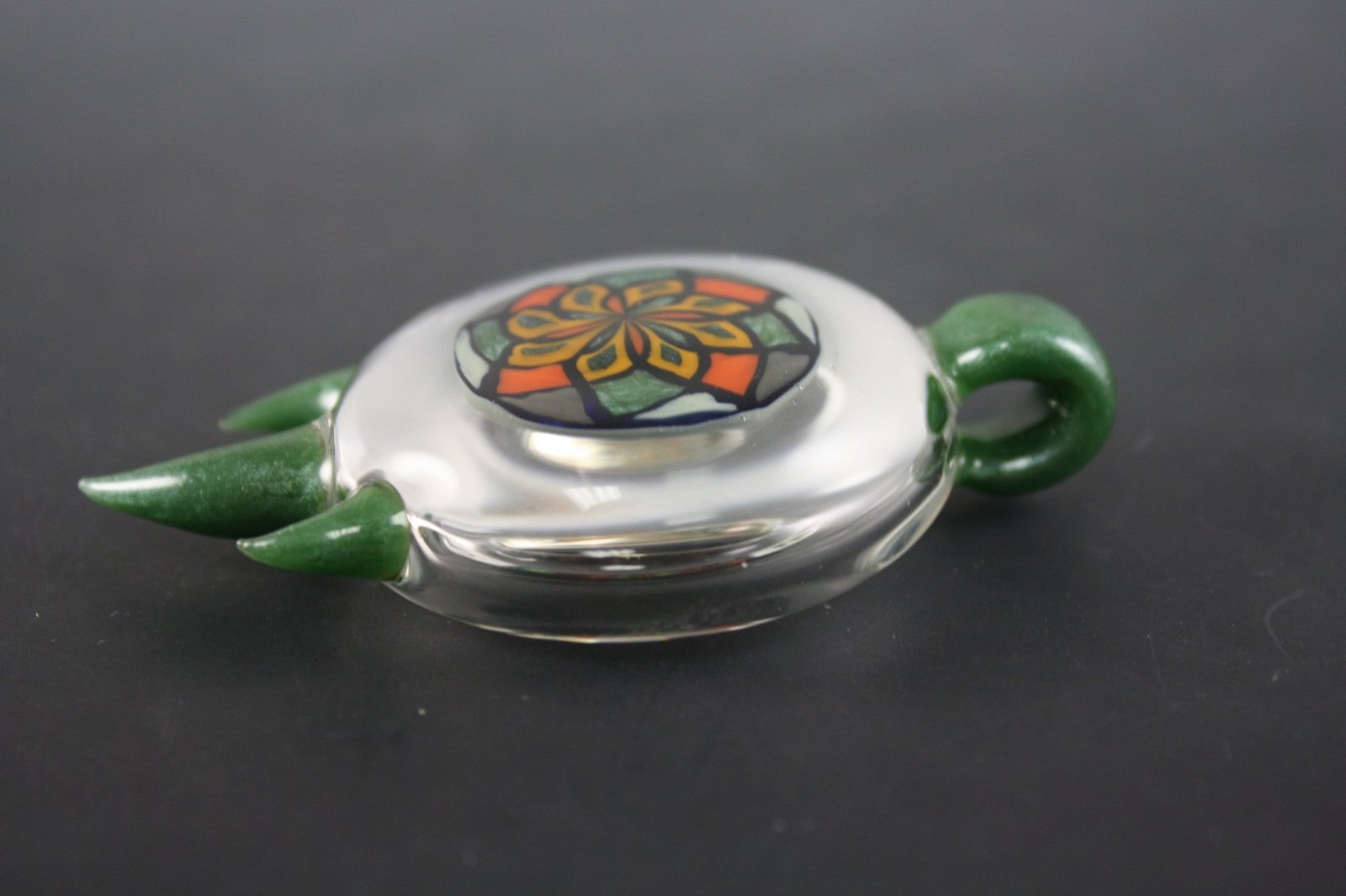 Handcrafted Glass Pendant - Bearclaw Filla #1. This exclusive pendant showcases intricate craftsmanship and is perfect for art glass collectors.