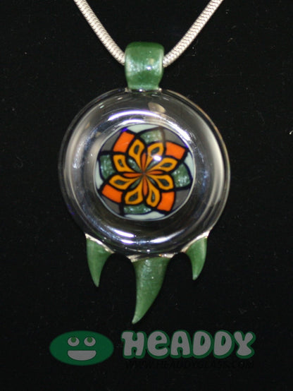Bearclaw Filla Pendant #1 - Limited-Edition Handcrafted Glass Pendant. Discover this signed, dated, and numbered handcrafted glass piece. Perfect for art glass collectors.