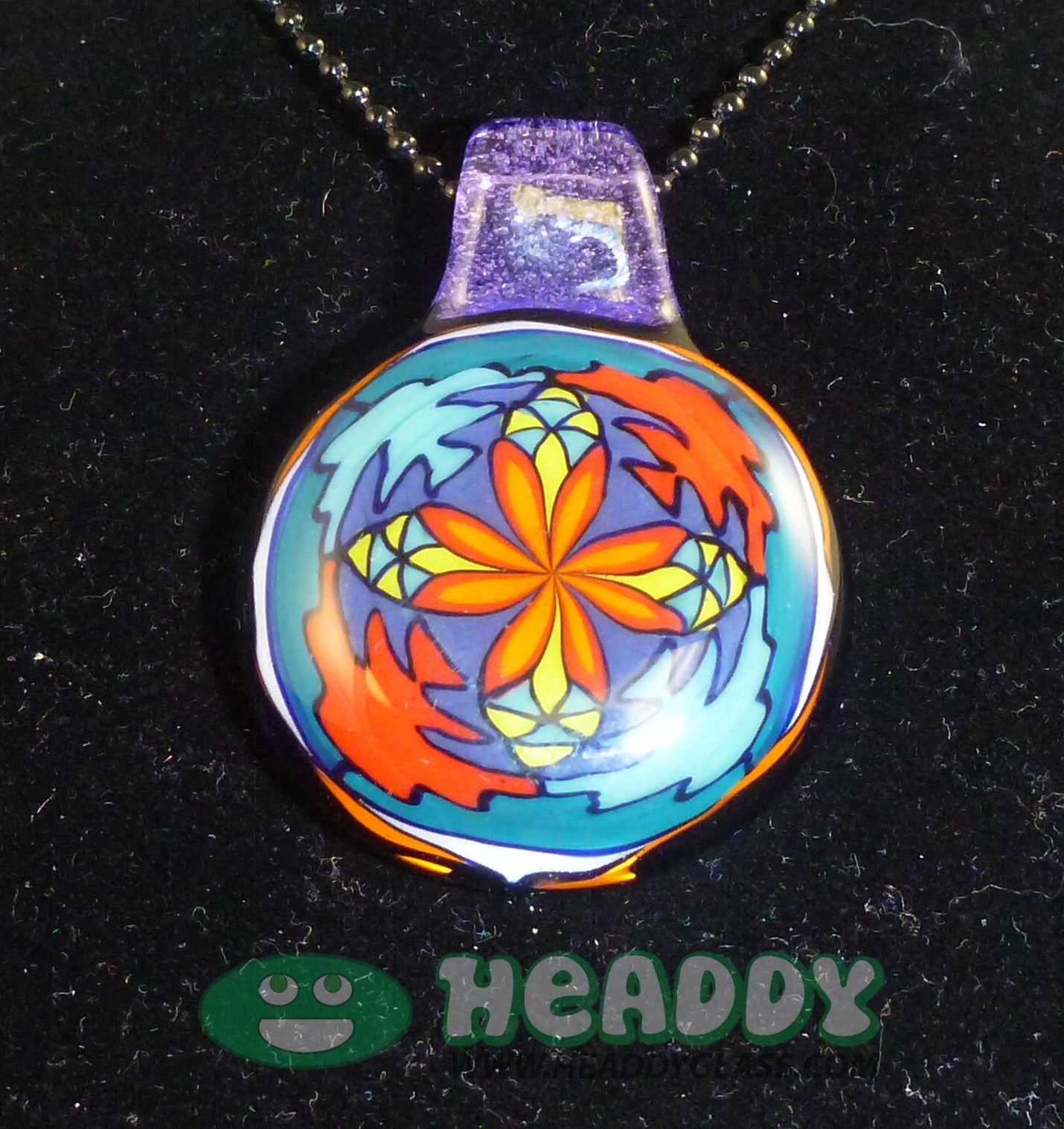 Brian Jacobson Pendant #2, a handcrafted glass art jewelry piece with intricate artistic details.