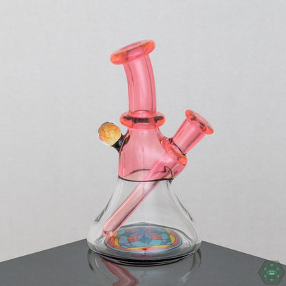 Handmade Brian Jacobson Glass Mini Tube with a 10mm female joint, showcasing vibrant plasma colors.