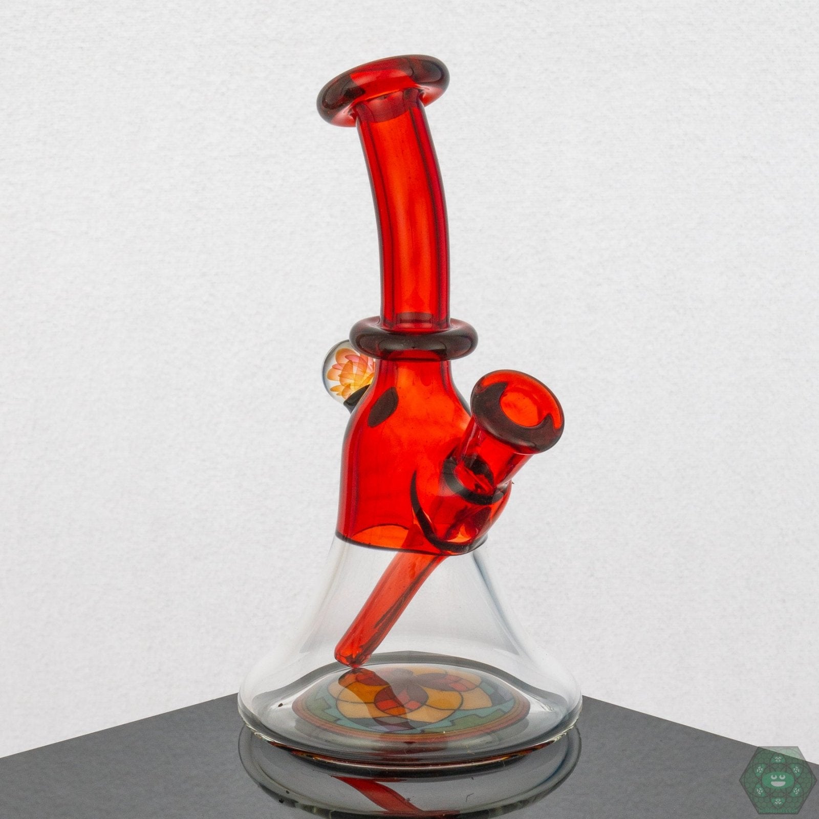  Brian Jacobson Mini Glass Tube in pomegranate colorway with a 10mm female joint, perfect for collectors.
