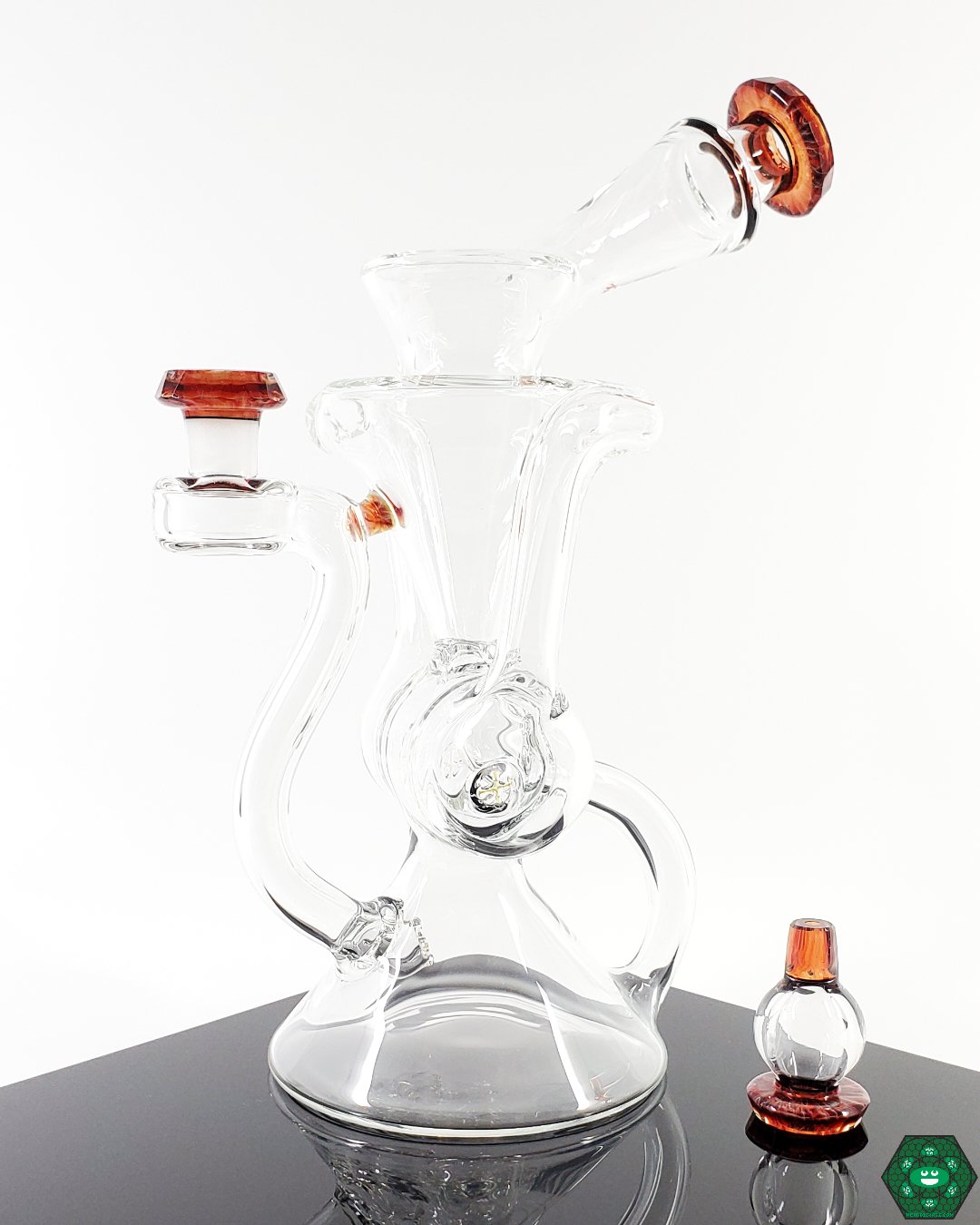 Brick Glass Clear Klein Recycler #1, a premium glassware piece with elegant ruby details and high function.

