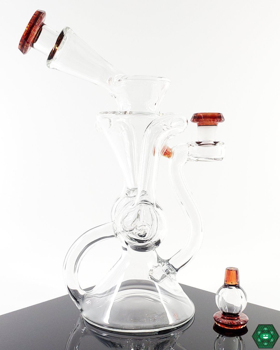 Brick Glass Klein Recycler #1 with faceted joints and a 12-hole perc, perfect for smooth filtration.
