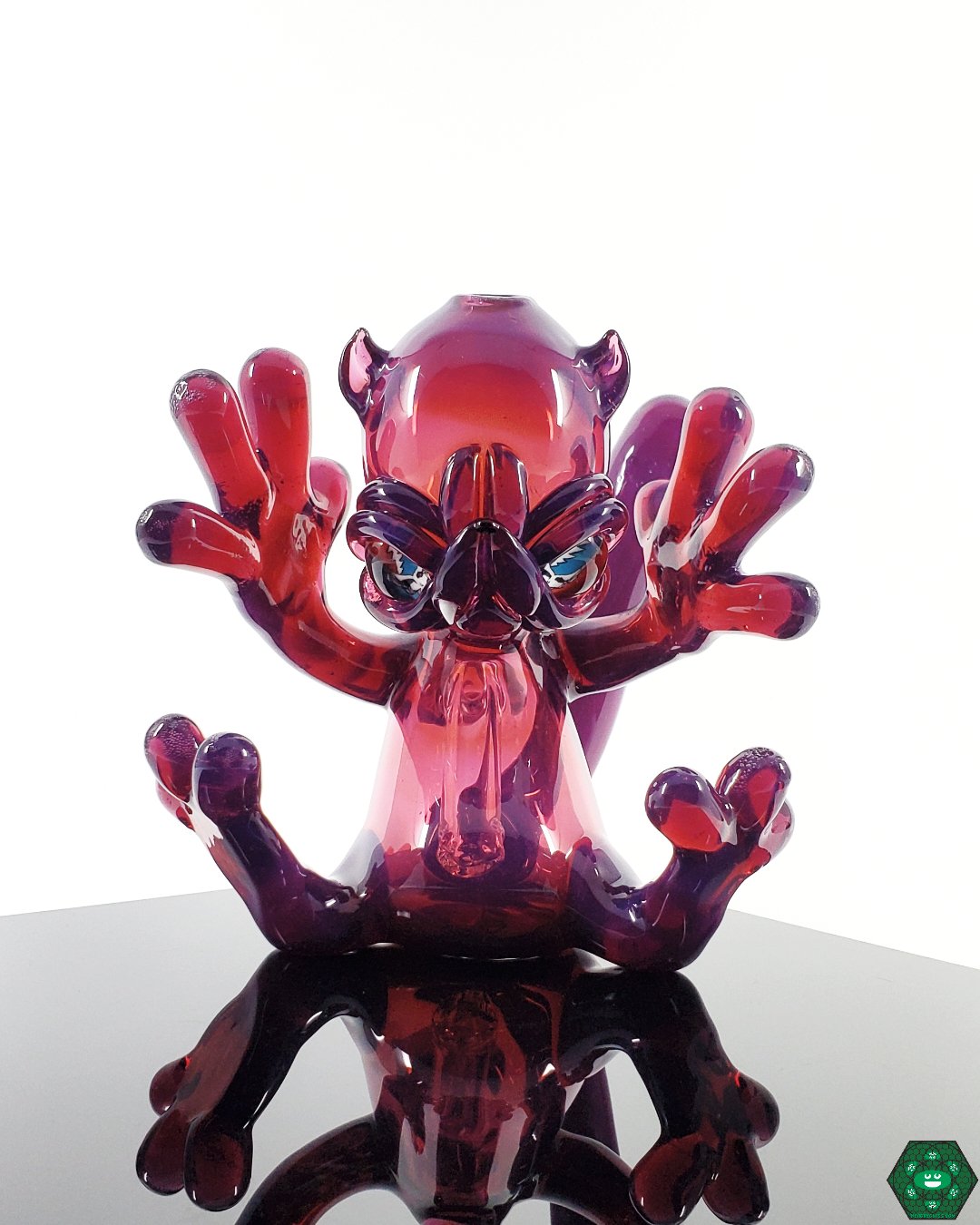 Casto Glass Blickey Sitdown, a unique heady glass dab rig with art accents, designed with intricate details and vibrant colors, perfect for those seeking a balance of unique aesthetic and high-performance functionality, a standout in any glass collection.