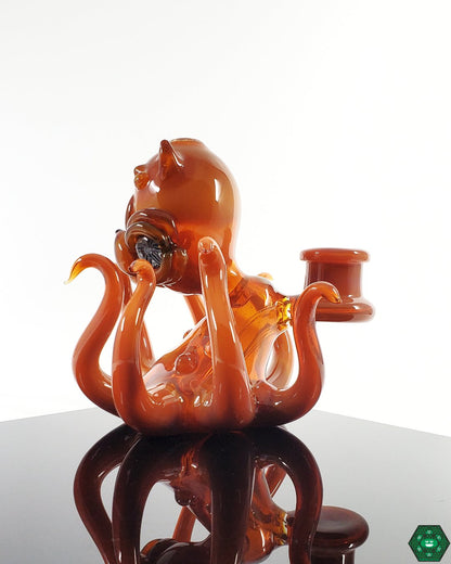 Casto Glass Octoblickey: Close-up showcasing the intricate octopus details and artistic craftsmanship of this unique heady glass dab rig.