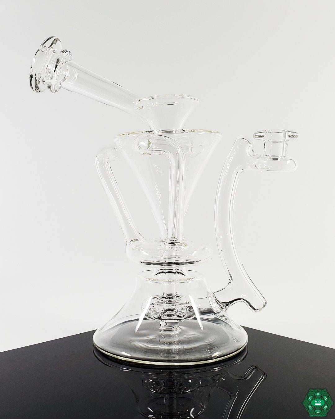 Clear Internal Recycler #5: The McGrew Glass Clear Internal Recycler, offering superior filtration and smooth hits through optimized airflow, a perfect choice for discerning collectors.