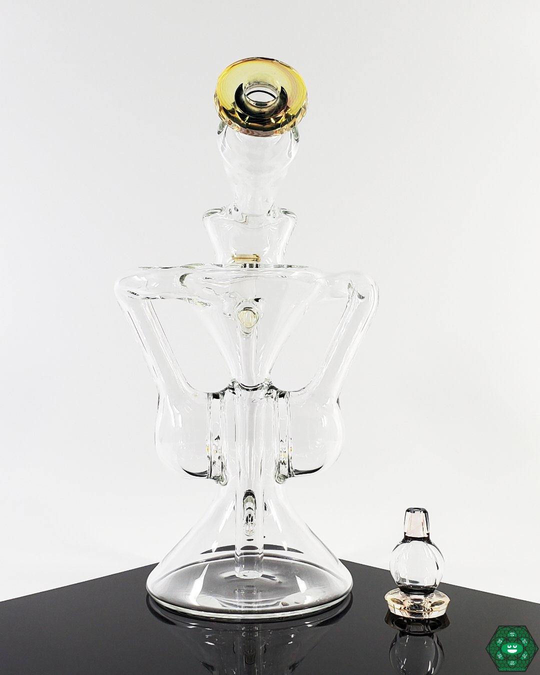Compact Brick Glass Clear Recycler #3, designed for smooth dabs and optimal vapor circulation.