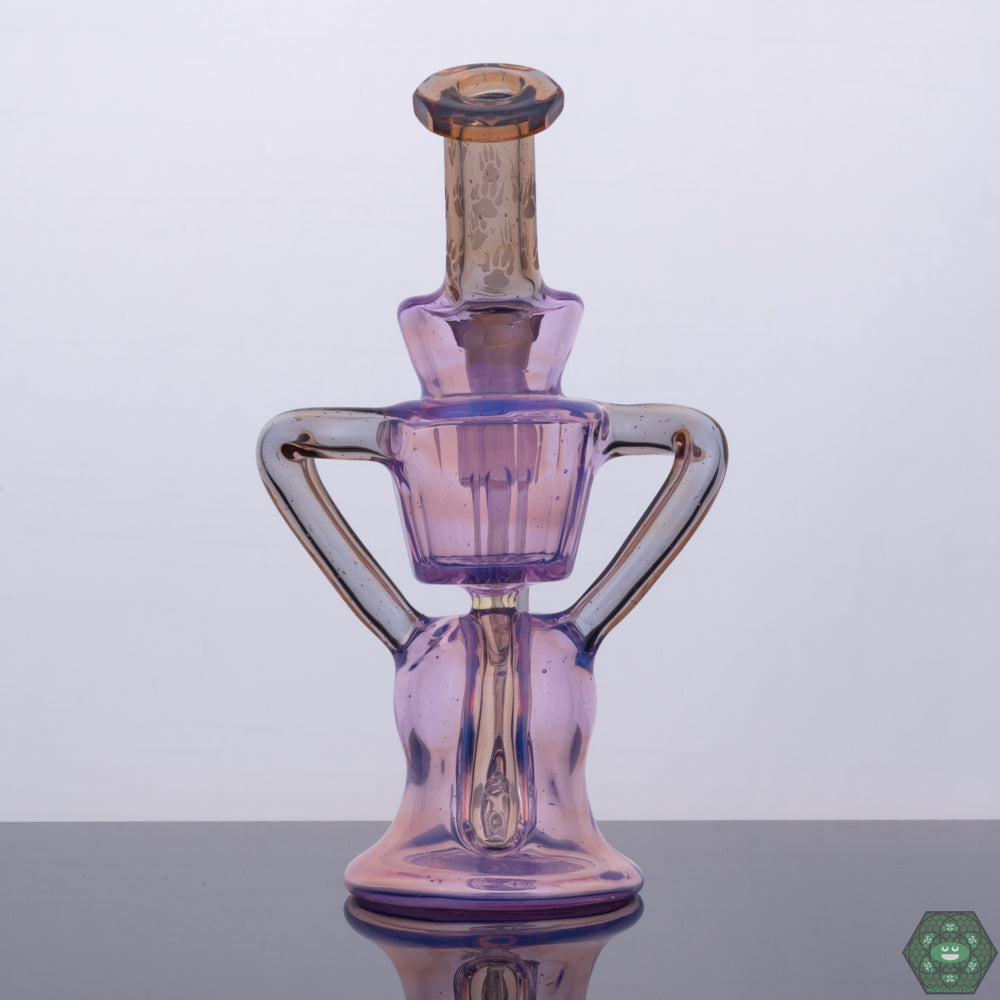 Compact Glass Recycler - 14mm: The Wolfe Glass Double Single Internal Drain Recycler offers efficient filtration and smooth hits in a compact 14mm design.
