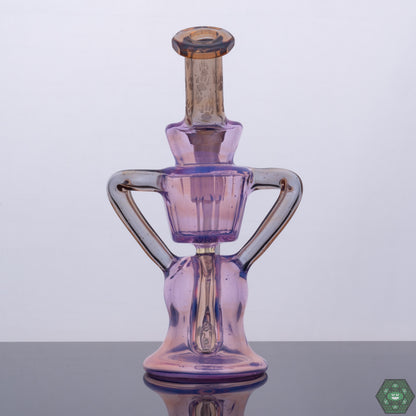 Compact Glass Recycler - 14mm: The Wolfe Glass Double Single Internal Drain Recycler offers efficient filtration and smooth hits in a compact 14mm design.