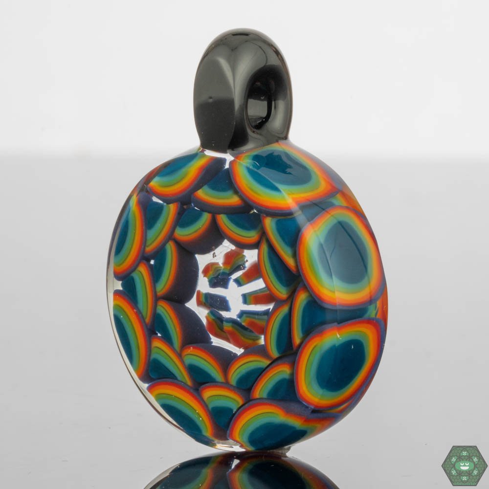 Crowman & Crothers Dotstack Pendant #3 – One-of-a-kind glass pendant featuring a vibrant dotstack design, ideal for fans of wearable art.