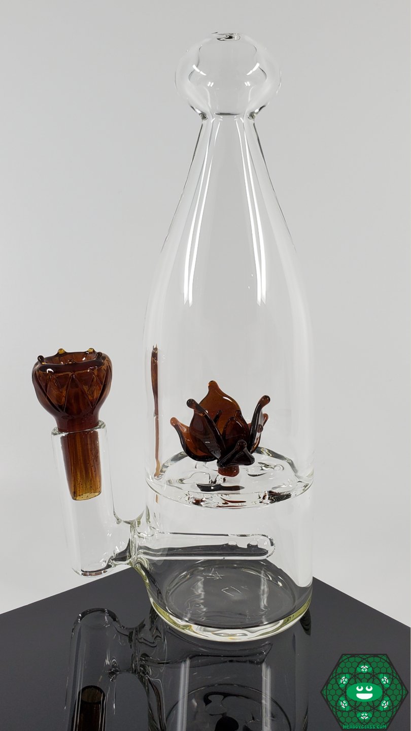 Crowther Lotus Bottle - Amber - @Crowtherglass - HG