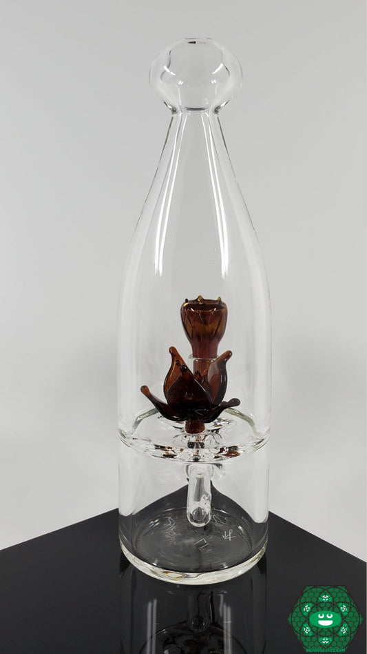 Crowther Lotus Bottle - Amber - @Crowtherglass - HG
