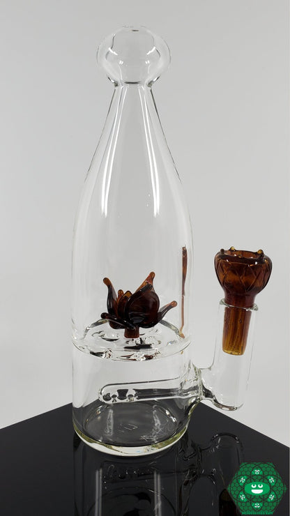 Crowther Lotus Bottle - Amber - @Crowtherglass - HG