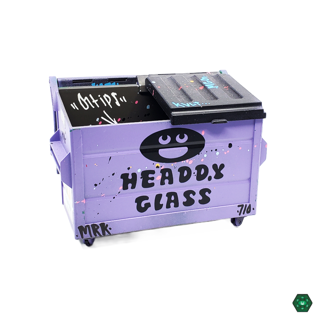 Dab Dumpsters with Headdy Logo in use, keeping concentrates fresh and easily accessible while maintaining a stylish appearance.