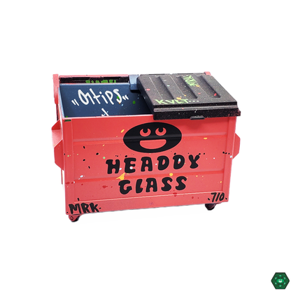 Side view of Dab Dumpsters with Headdy Logo, showcasing its sleek, functional design that provides efficient concentrate storage.