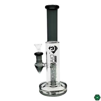  Side view of the Diamond Glass 10.5” Straight Tube, highlighting its classic shape and robust design for long-lasting use and efficient smoke diffusion.