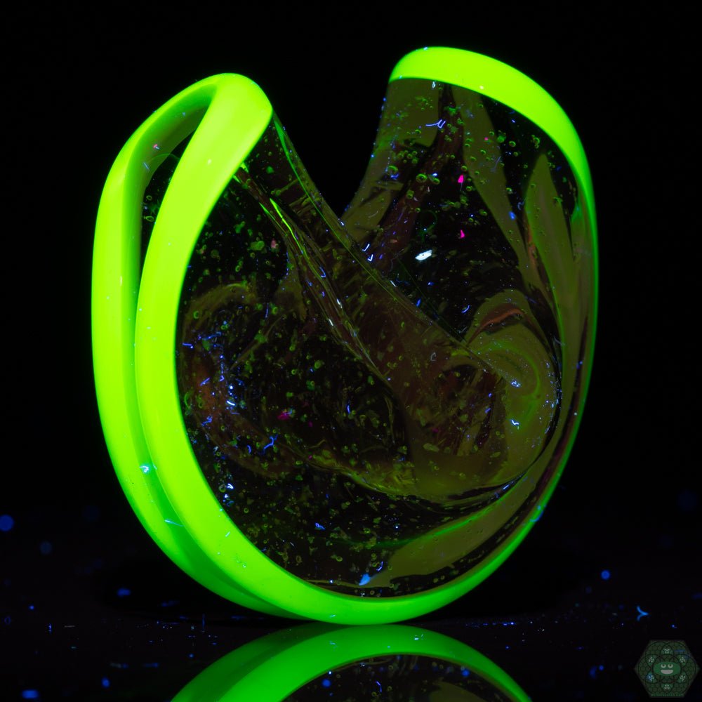 Handmade Dux Glass Opal Pendant – Elegant and unique glass fortune cookie pendant with a shimmering opal finish, great for gifting or collecting.