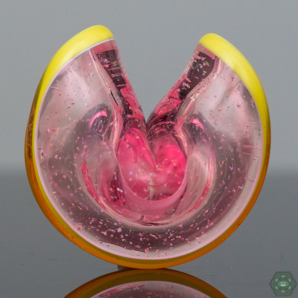 Dux Glass Fortune Cookie Pendant with Opal Finish – A wearable art piece showcasing expert glass-blowing techniques and eye-catching color variations.