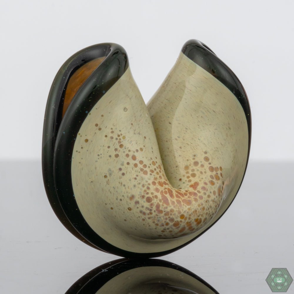 Tan Fortune Cookie Pendant by Dux Glass – Exquisitely designed glass pendant with a smooth, handcrafted finish, ideal for collectors and jewelry lovers.