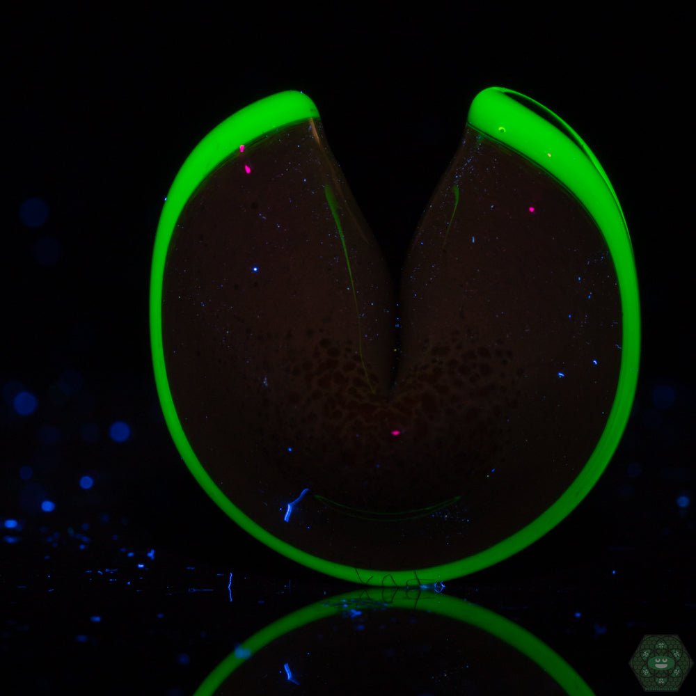 Unique Dux Glass Tan Fortune Cookie Pendant – A charming, handmade glass accessory featuring a fortune cookie-inspired shape in a warm tan hue.