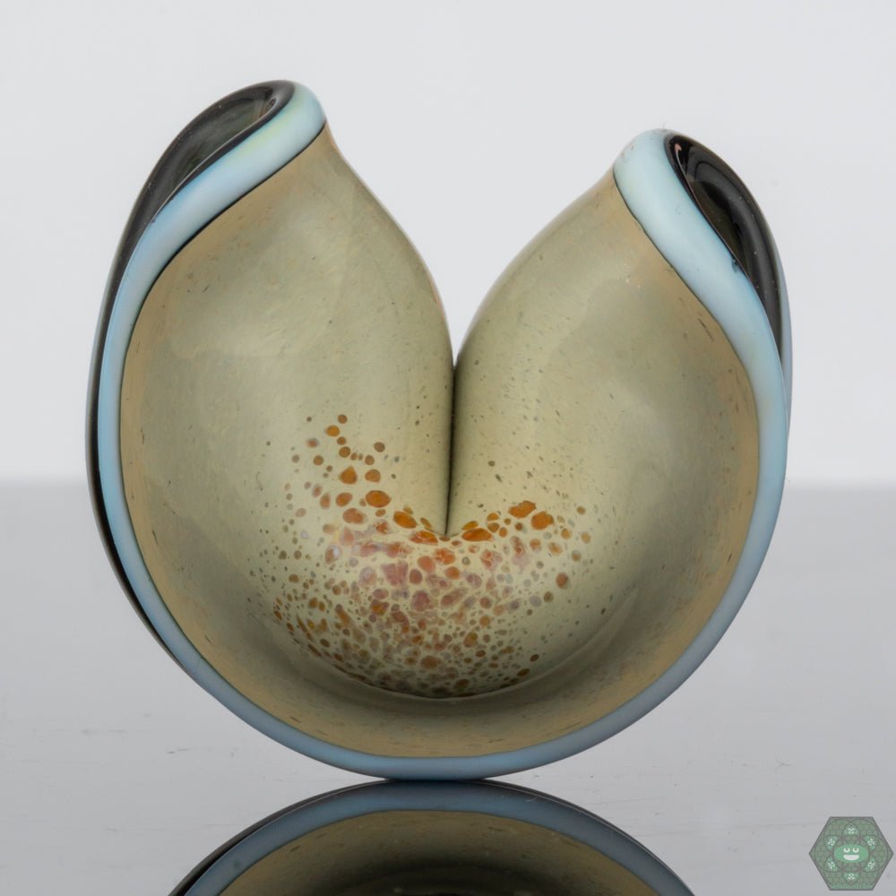 Dux Glass Tan Fortune Cookie Pendant – Handcrafted artisan glass pendant with a warm tan hue, perfect for collectors and jewelry lovers.