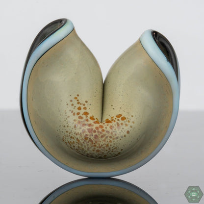 Dux Glass Tan Fortune Cookie Pendant – Handcrafted artisan glass pendant with a warm tan hue, perfect for collectors and jewelry lovers.