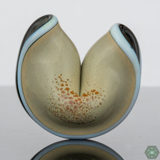 Dux Glass Tan Fortune Cookie Pendant – Handcrafted artisan glass pendant with a warm tan hue, perfect for collectors and jewelry lovers.