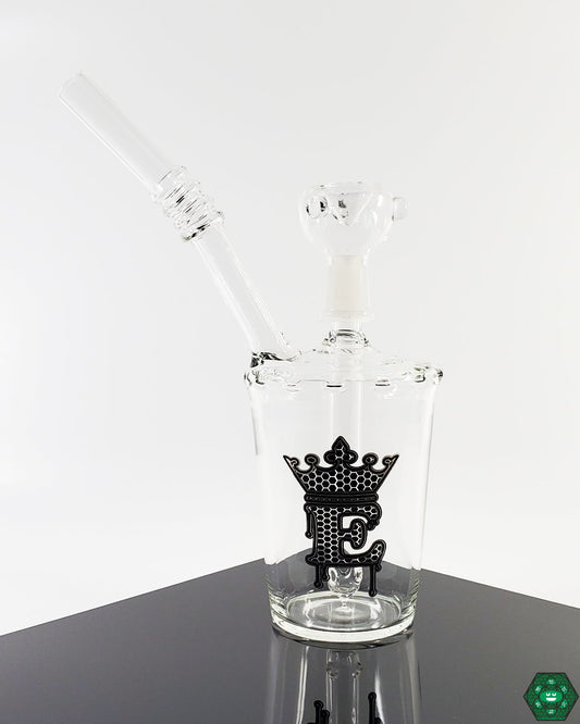  E Glass Cup 8.25-inch water pipe featuring a 3-hole perc for superior filtration and smooth smoking experience.