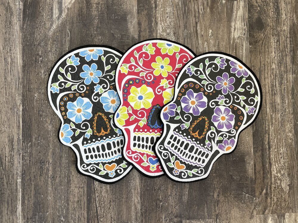  East Coasters Sugar Skull 10" Dab Mat, vibrant, heat-resistant, adds color and culture to your setup, bright sugar skull design, heat-resistant, non-slip mat, protects surfaces and complements any rig, ideal for those seeking a bold, functional piece.


