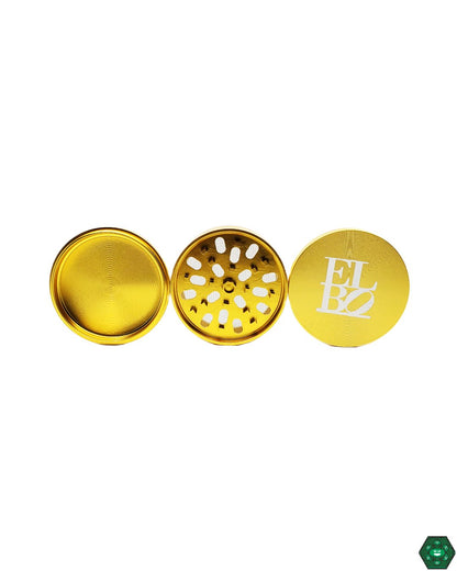Elbo Supply Co Large Grinder in gold, providing a sleek and polished appearance with a 4-stage grind for precise and consistent results.