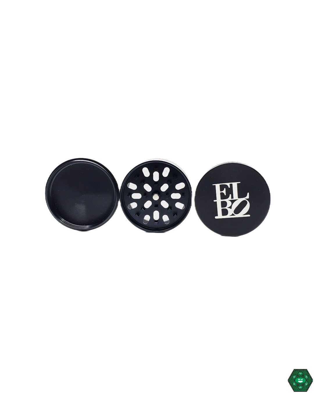 Close-up of Elbo Supply Co Large Grinder’s 4-stage system, designed for precision grinding and consistent results every time.