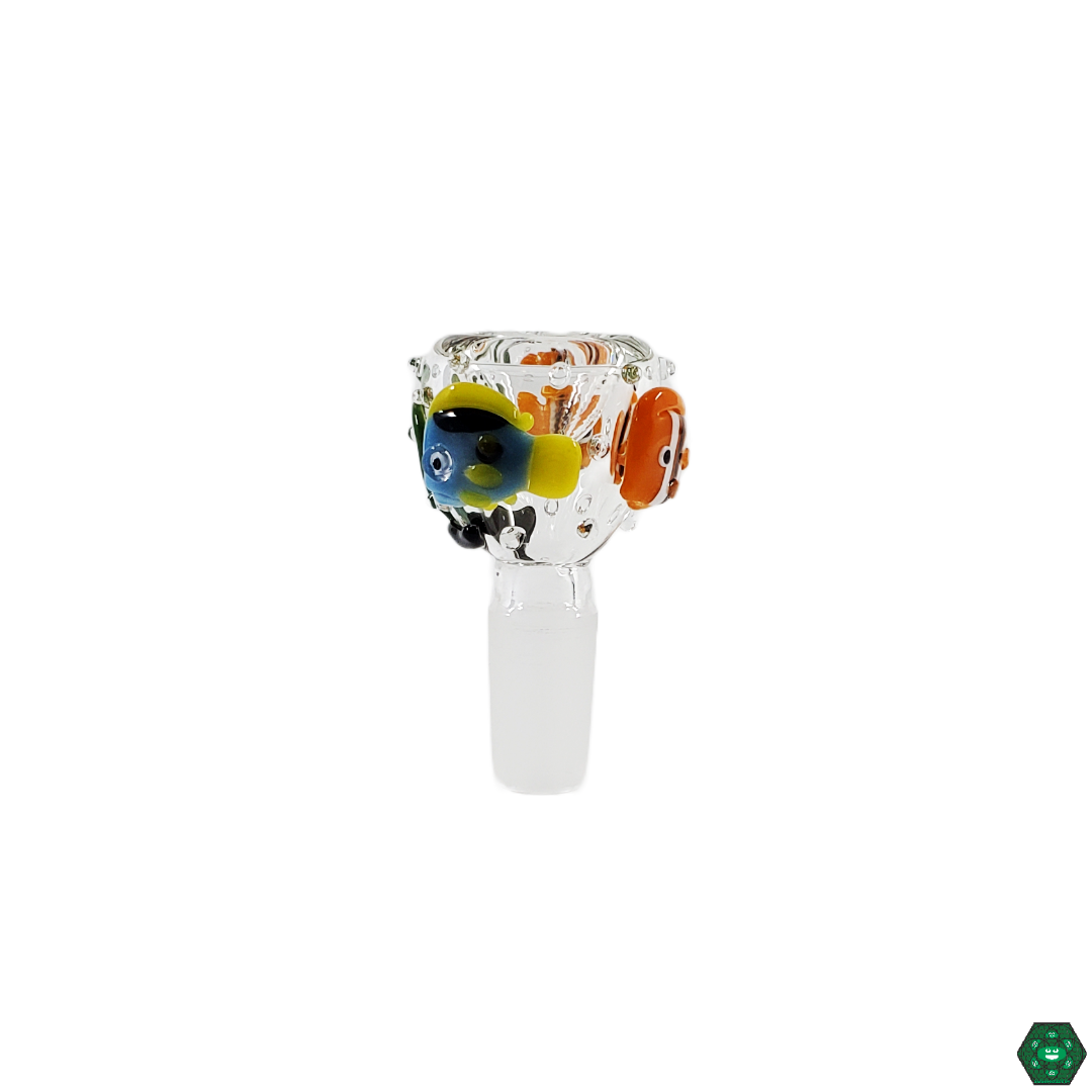  Empire Glassworks 14mm Under the Sea Slide featuring intricate ocean-themed designs for a unique and stylish touch, offering smooth draws for an enjoyable smoking experience.