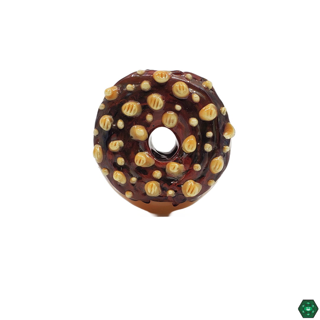 Empire Glassworks Chocolate Donut Spoon, a fun and functional glass pipe featuring a playful chocolate donut design, available at Headdy Glass.
