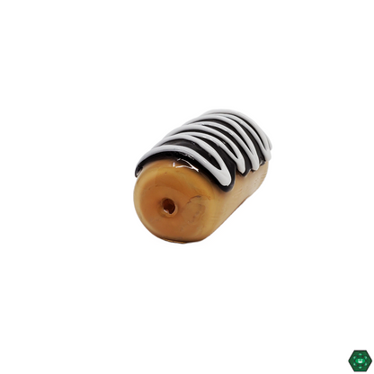 Close-up of the Empire Glassworks Chocolate Long John Spoon Pipe, showcasing its intricate donut details and high-quality craftsmanship for a playful yet functional addition to any collection.