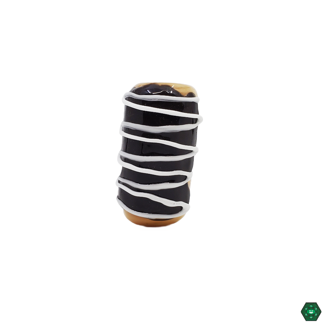  Empire Glassworks Chocolate Long John Spoon Pipe, featuring a realistic donut-inspired design with chocolate glaze and sprinkles, combining humor and artistry for a fun and unique smoking experience.