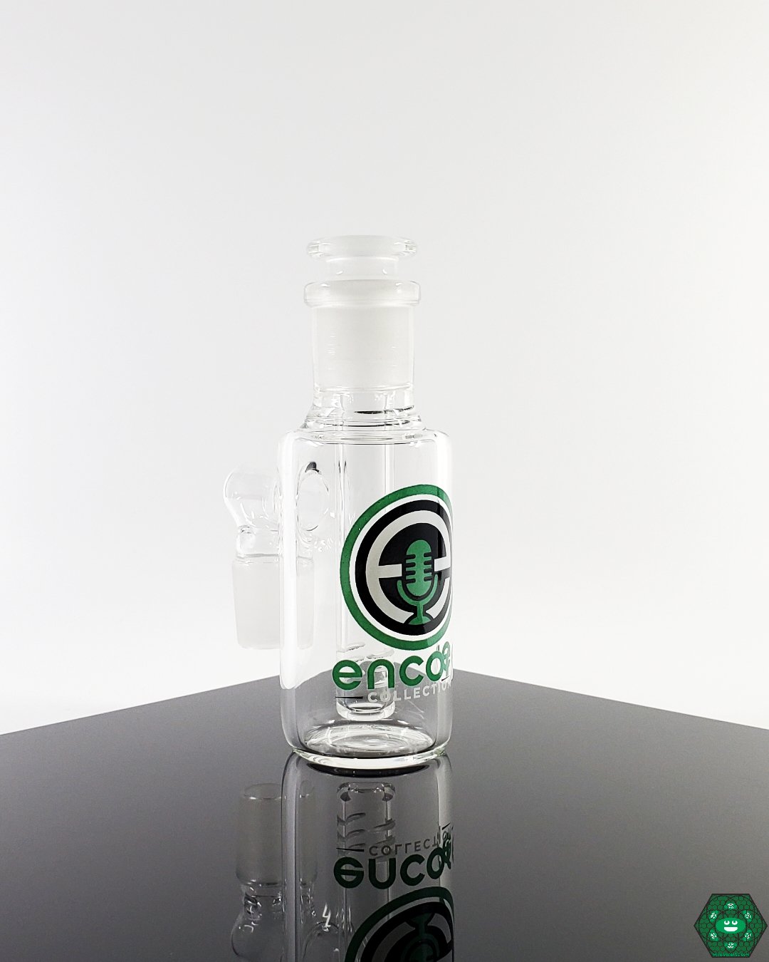 Encore Glass 18mm 90° Drop-In Stem Ash Catcher with a 44mm stem, designed for enhanced filtration and a cleaner, smoother smoking experience.