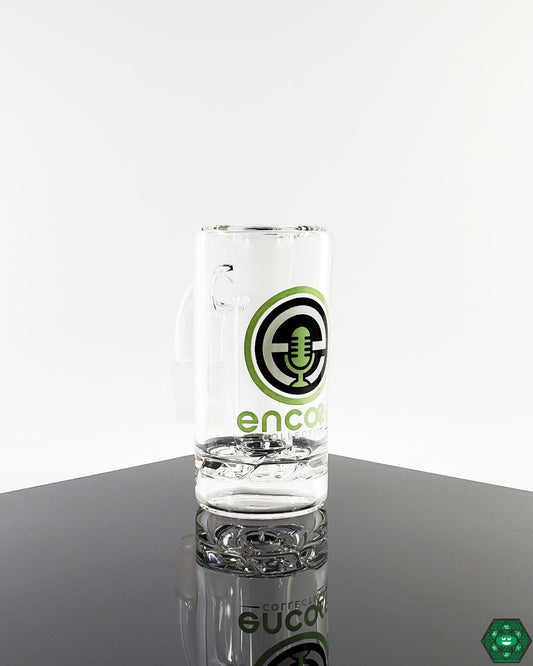 Encore Glass 18mm 90° Turbine Ash Catcher (50mm), designed for high-performance filtration to keep your rig clean and deliver smoother hits.