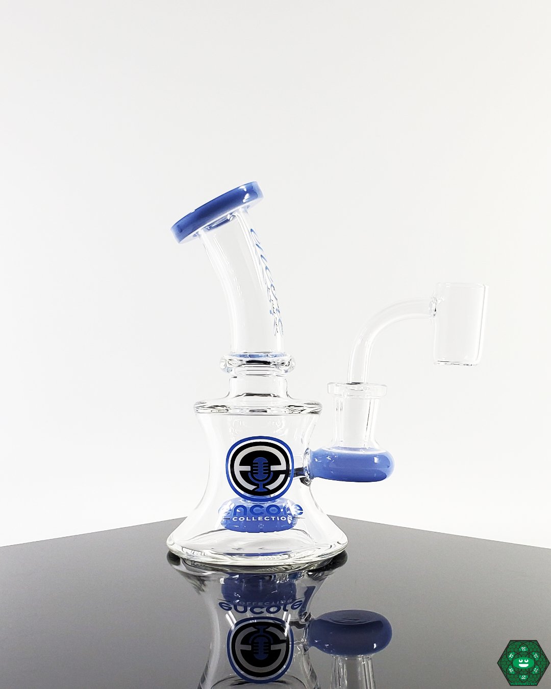 Encore Glass 5” Baby Classic Banger Hanger | Compact Rig with Quartz Nail | 16-Hole Perc