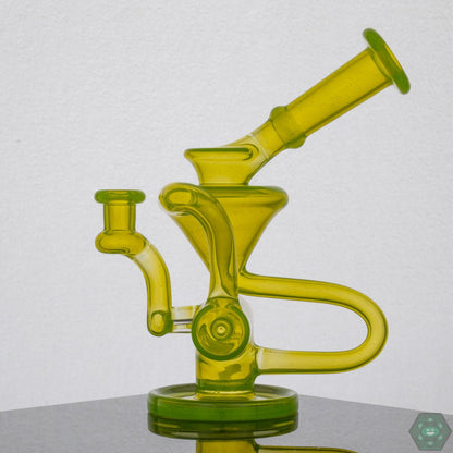 Eric Law Recycler, a compact 6.5-inch glass rig designed for easy handling and powerful function.