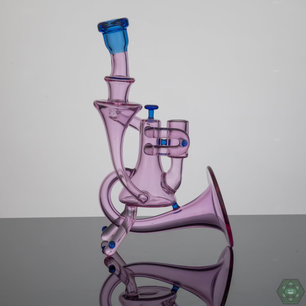 Etai Glass Rigstrument 14MM Dab Rig | Smooth 3-Hole Gil Perc with Rozay & Blue Dream Accents for Elevated Sessions

