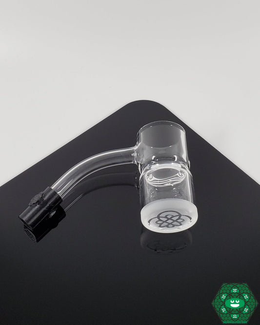 Eternal Quartz Fat Bottom Splash Guard Banger with a 10mm male joint and 45° angle, designed for superior heat retention and spill prevention.