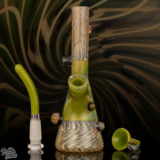 F Time Glass - Green & White Tube - @Ftimeglass - HG